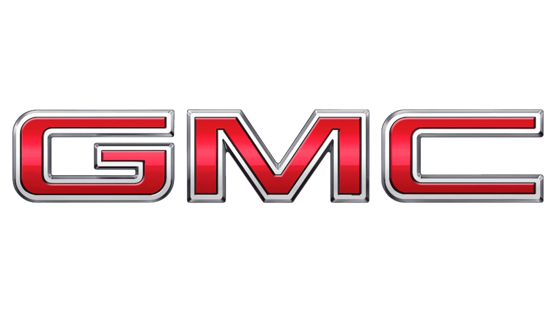 The gmc logo is red and silver on a white background.