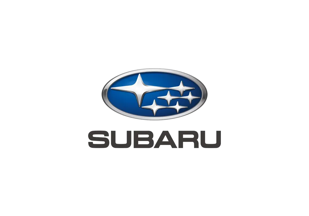 A blue subaru logo with three stars on a white background.