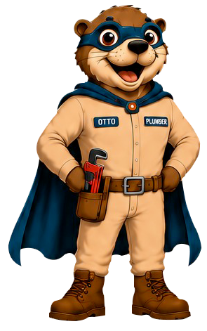 Cartoon handyman mole in blue cape, tan jumpsuit, goggles, and tool belt, holding a red tool.
