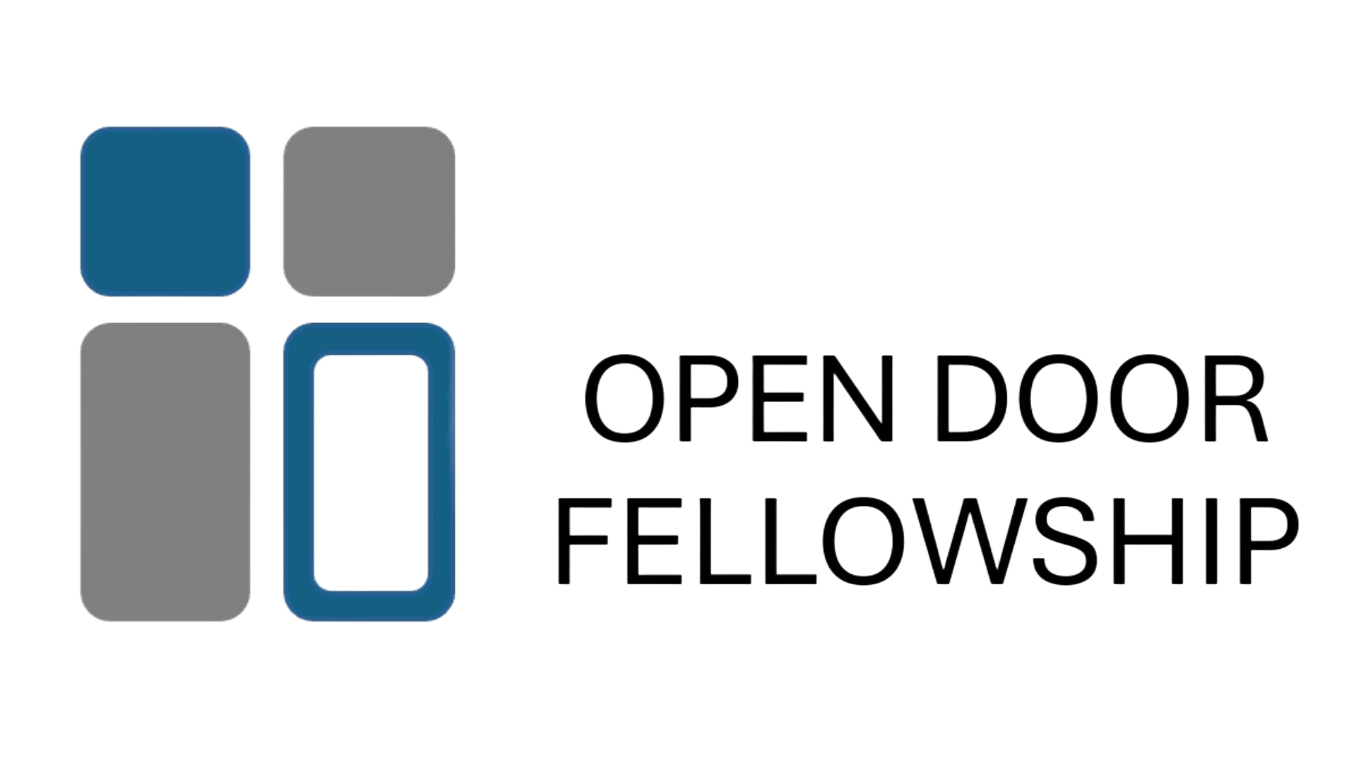 Open Door Fellowship logo with stylized door icons in blue, gray, and white