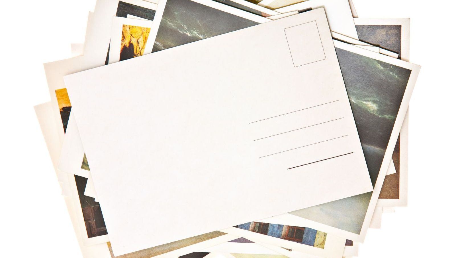 Piled postcards