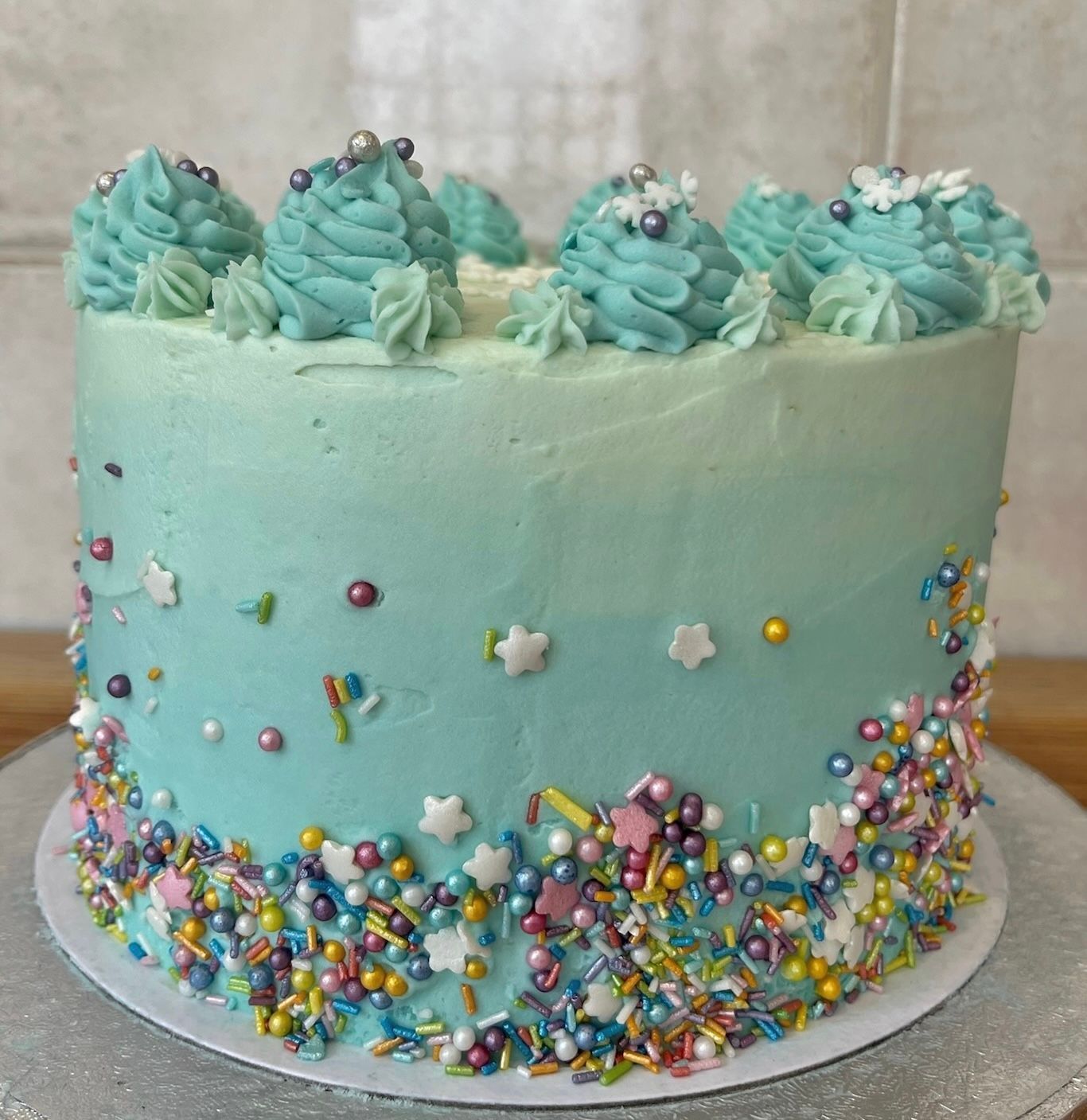 Layered Ombre Sprinkle Cake