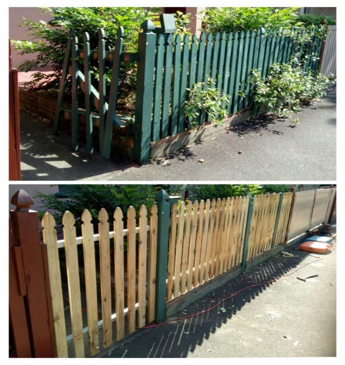 before and after repairing fence