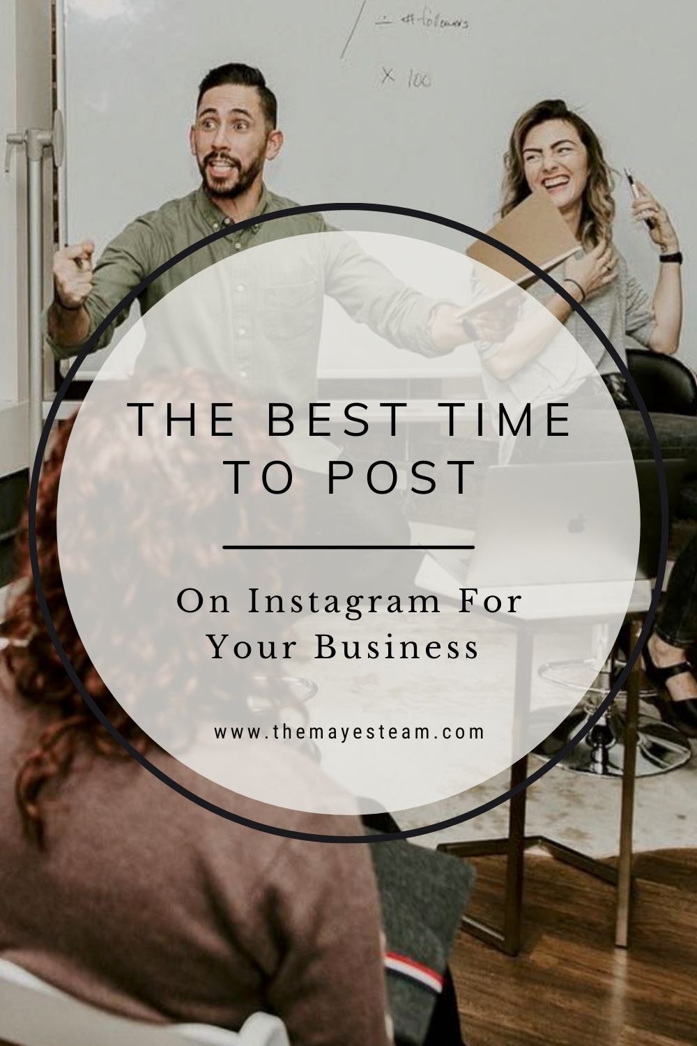 Debbie & Gabriel Mayes smile while teaching a class and image is overlaid with text that reads The Best Time to Post On Instagram For Your Business.