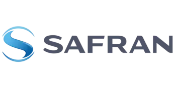 Logo Safran : une lettre « S » bleue stylisée à l'intérieur d'un cercle bleu ; texte « SAFRAN » en gris foncé.
