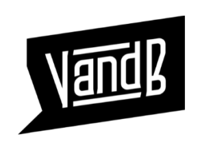 Logo noir en forme de bulle de dialogue avec le texte blanc « VanD B. »
