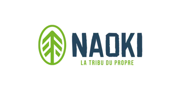 Logo de NAOKI, avec un arbre vert dans un cercle et un texte bleu foncé. « LA TRIBU DU PROPRE » est indiqué ci-dessous.