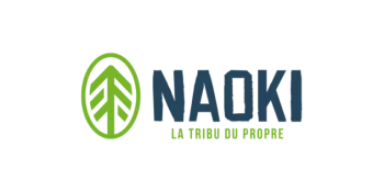 Logo de NAOKI, avec un arbre vert dans un cercle et un texte bleu foncé. « LA TRIBU DU PROPRE » est indiqué ci-dessous.