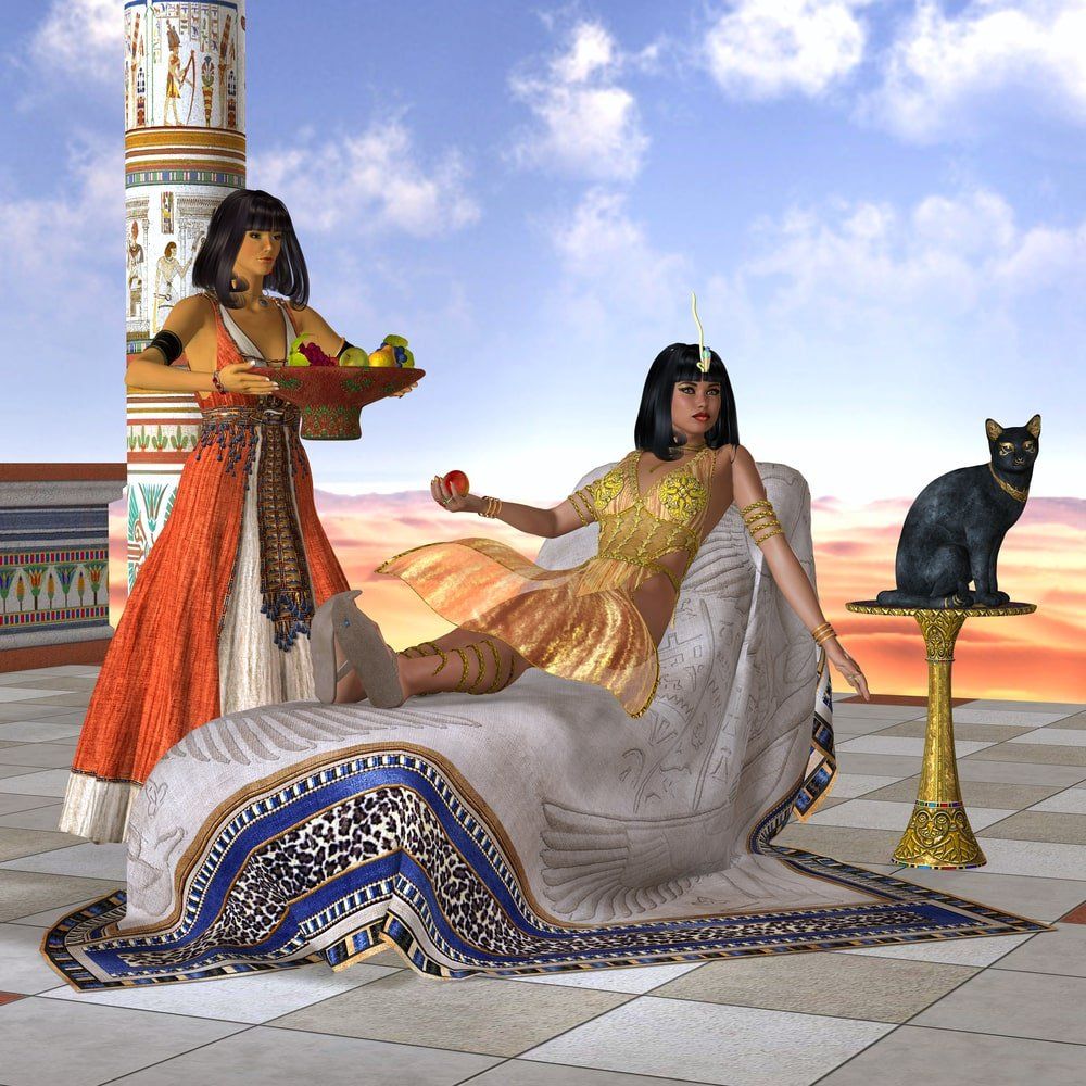 Egyptian Queen Cleopatra with her maid