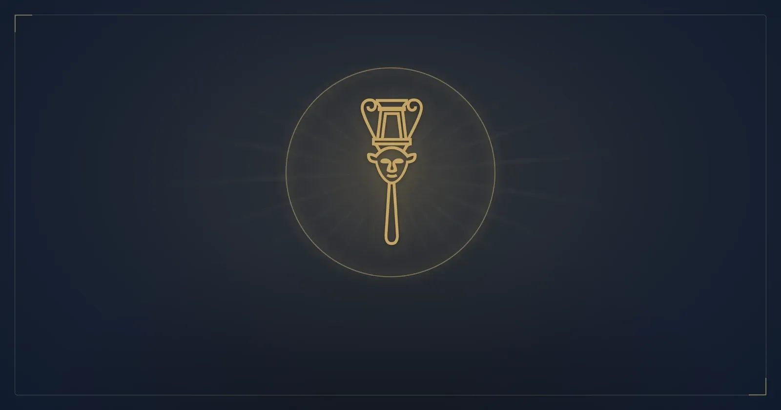 Gold ancient Egyptian sistrum on deep navy — Pyramids Land Tours.