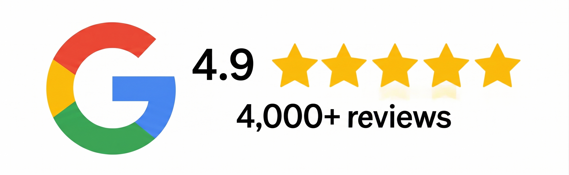 Google logo with a 4.9 rating and five gold stars, indicating over 4,000 reviews.