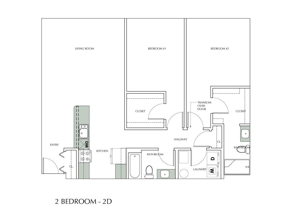 2 Bedroom 2D Floor Plan