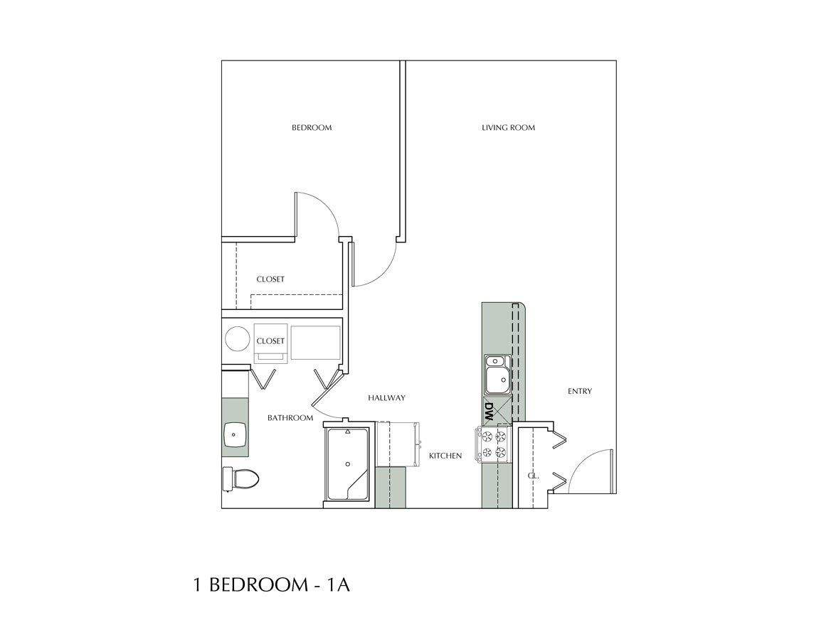 1 Bedroom 1A Floor Plan