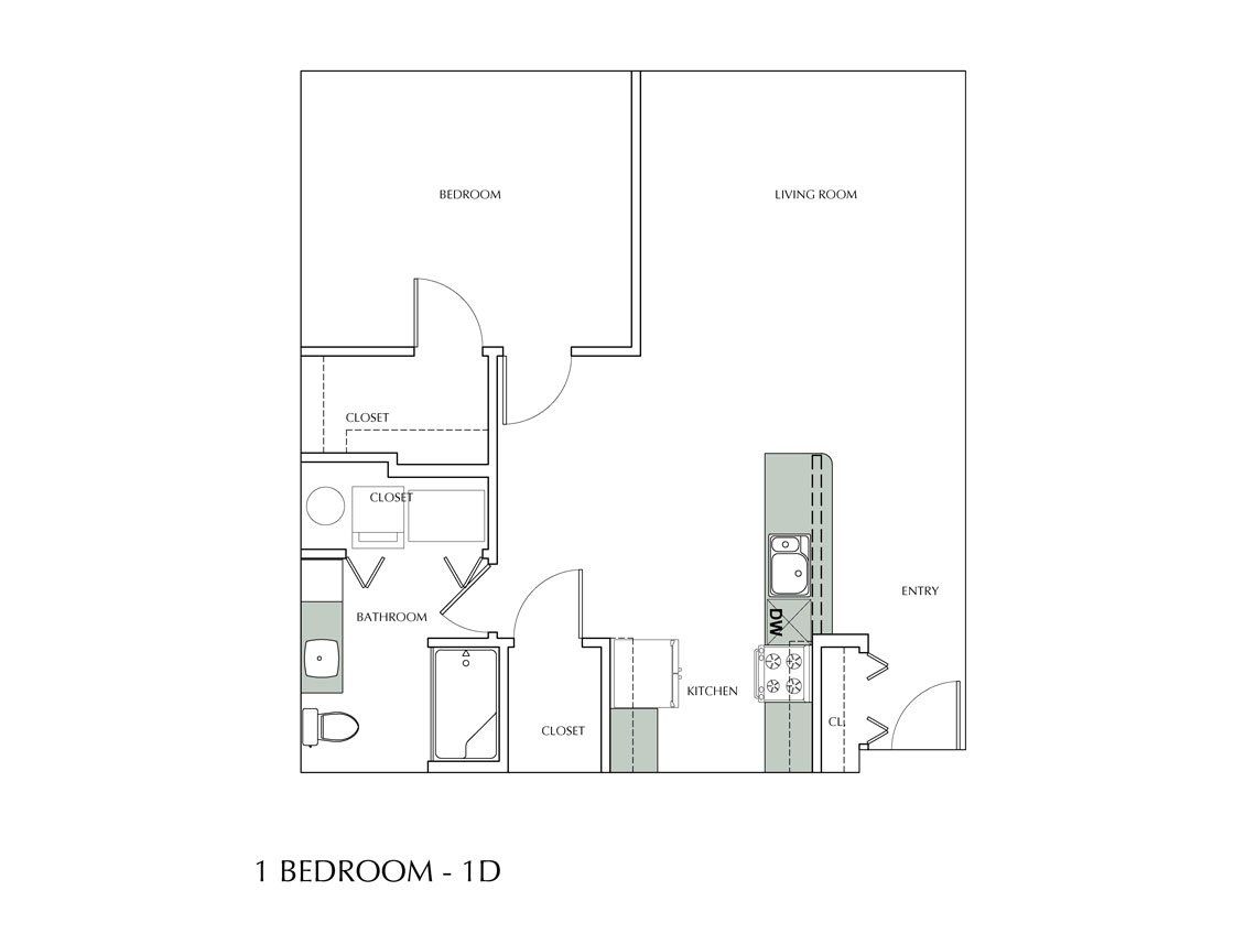 1 Bedroom 1D Floor Plan
