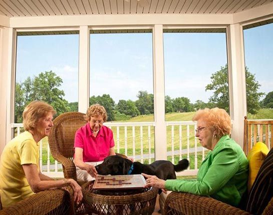 Senior Women Playing Board Game — Sandy Spring, MD — Brooke Grove Retirement Village