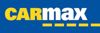 CarMax logo with yellow and white text on a blue background.