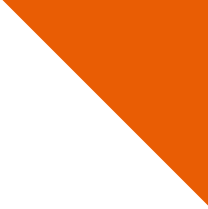 White triangle diagonally divided by an orange triangle.