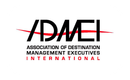 ADMEI logo with black letters and red accents, Association of Destination Management Executives International.