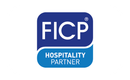 Blue and white FICP Hospitality Partner logo.