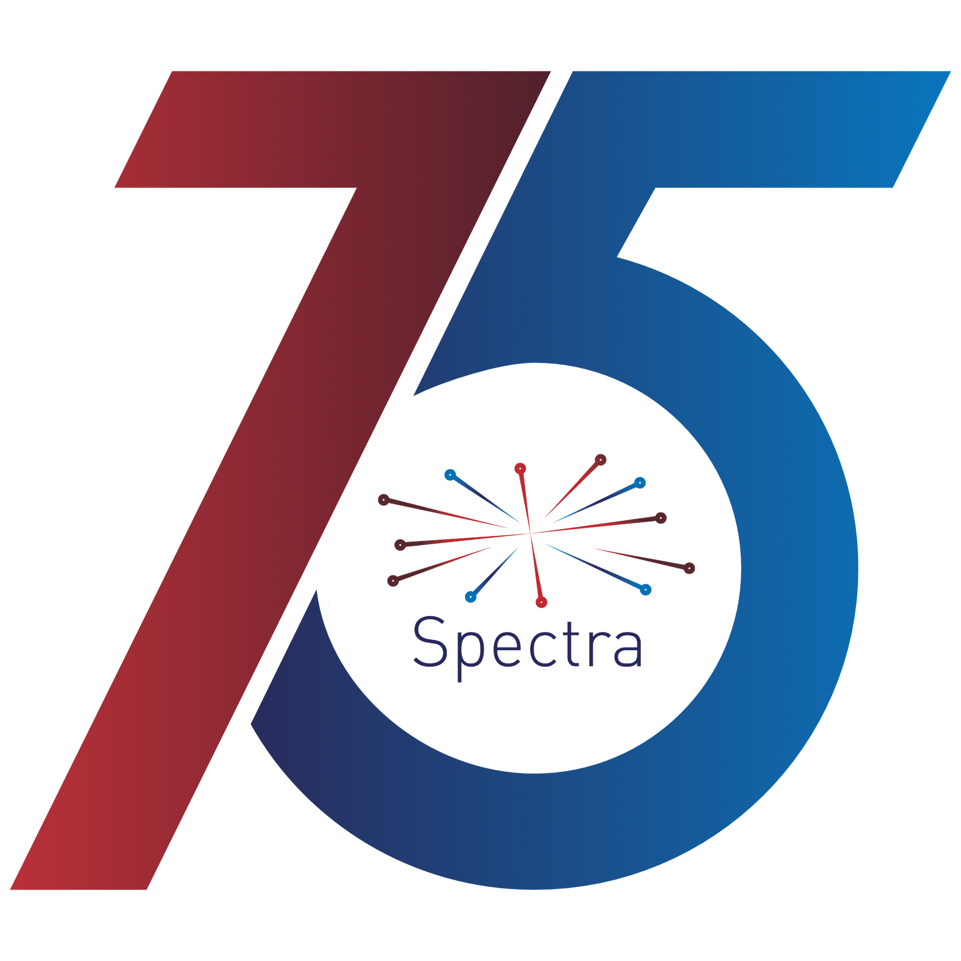Logo celebrating Spectra's 75th anniversary; stylized 