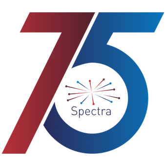 Logo celebrating Spectra's 75th anniversary; stylized