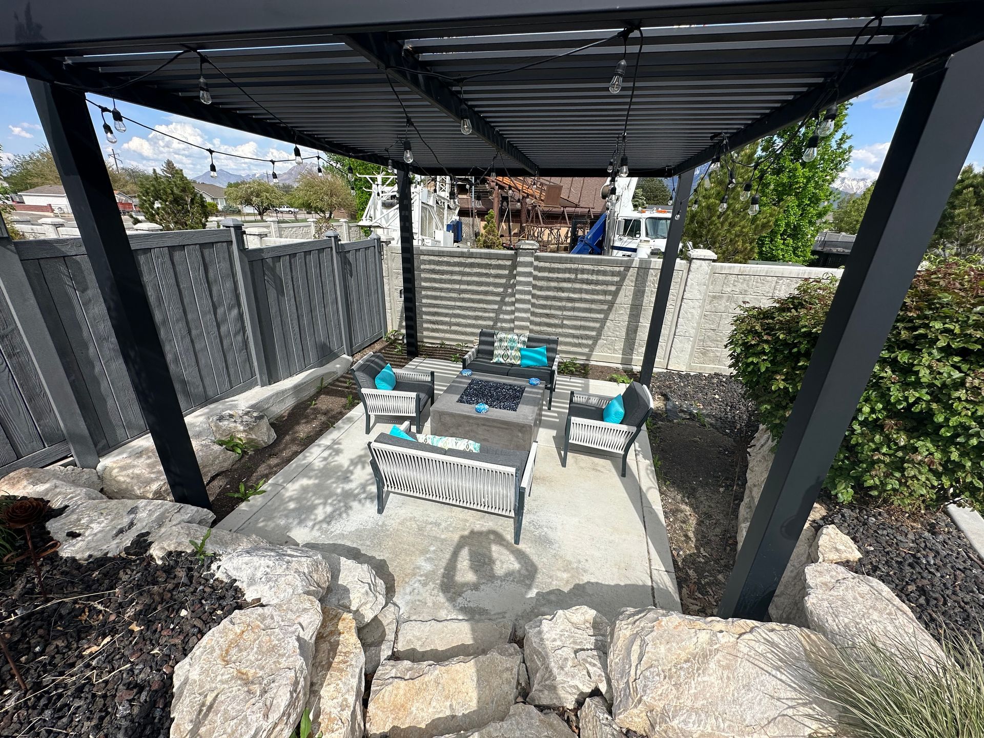 Pergola and Fire Pit - South Jordan, UT – MD Property Maintenance & Landscaping