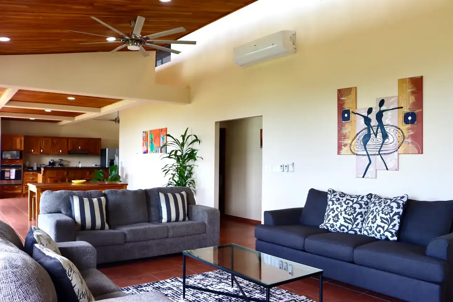 A living room with two couches and a coffee table