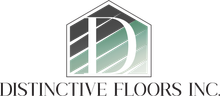 The logo for distinctive floors inc. is a house with a letter d on it.