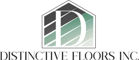 The logo for distinctive floors inc. is a house with a letter d on it.