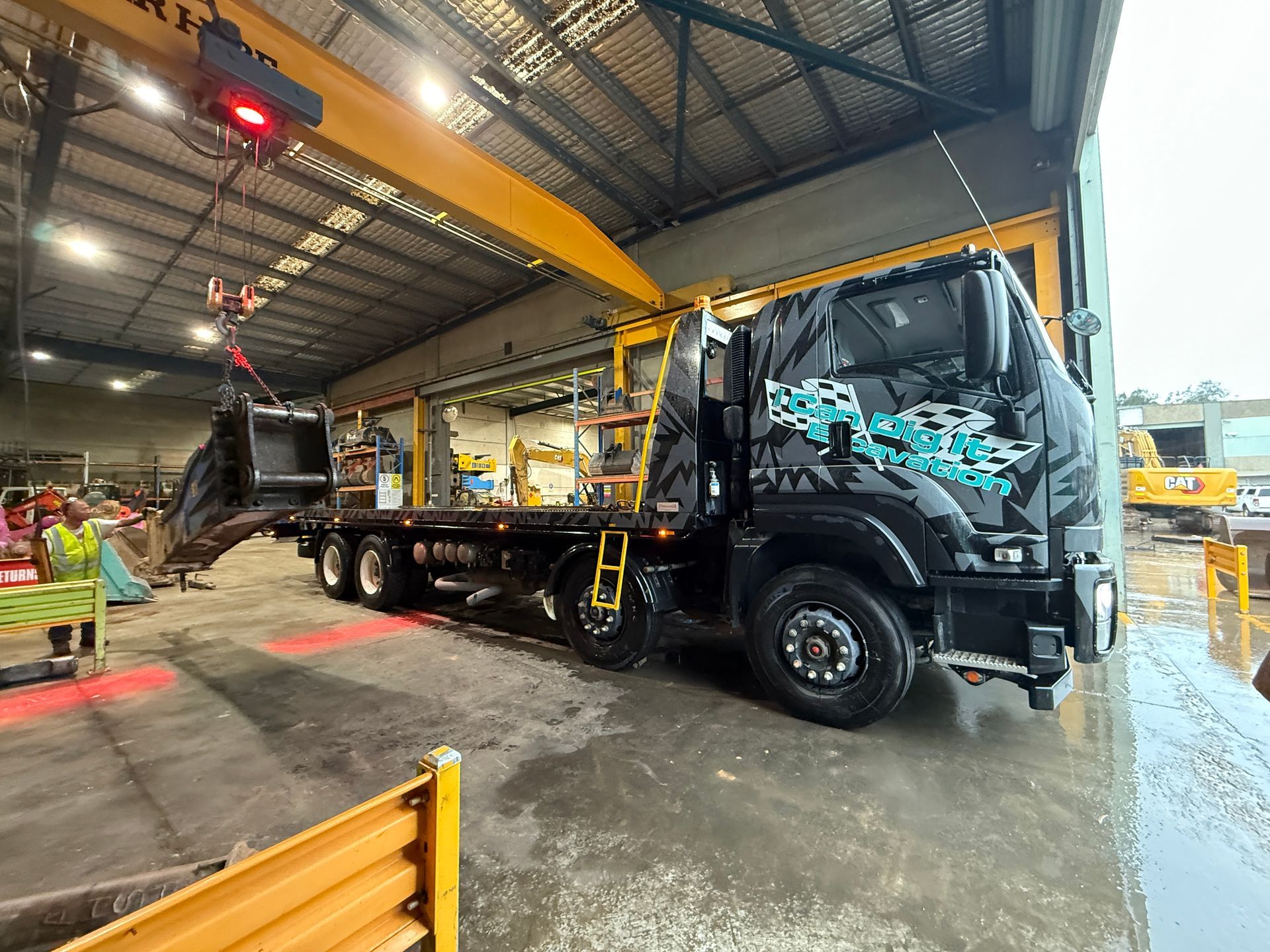 Tilt Tray Truck Transport Service for Heavy Machinery up to 13 Tonne by I Can Dig It Excavation, Newcastle and Sydney