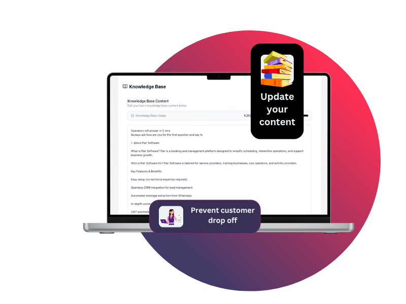 A laptop computer is open to a page that says update your content.