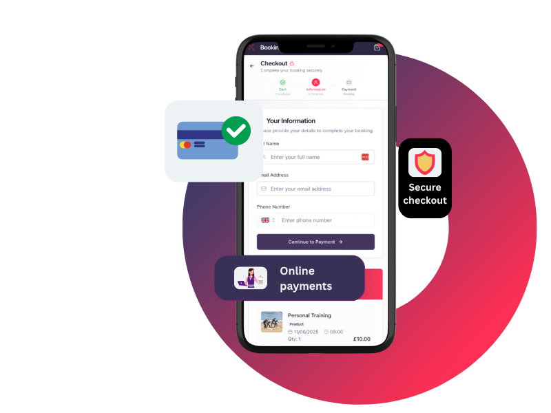 A cell phone with a secure checkout app on it.
