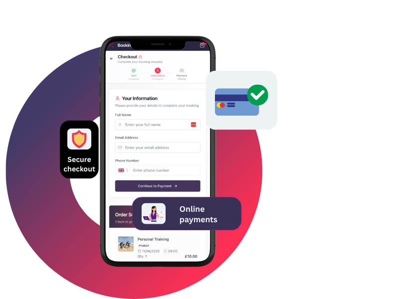 A cell phone with a secure checkout app on it.