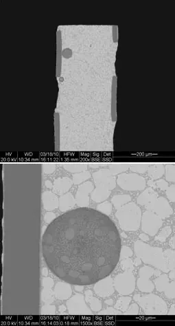 Metallographic cross‐section showing void in solder column