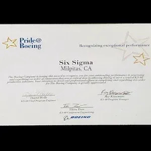 Received Boeing award for exceptional supplier performance