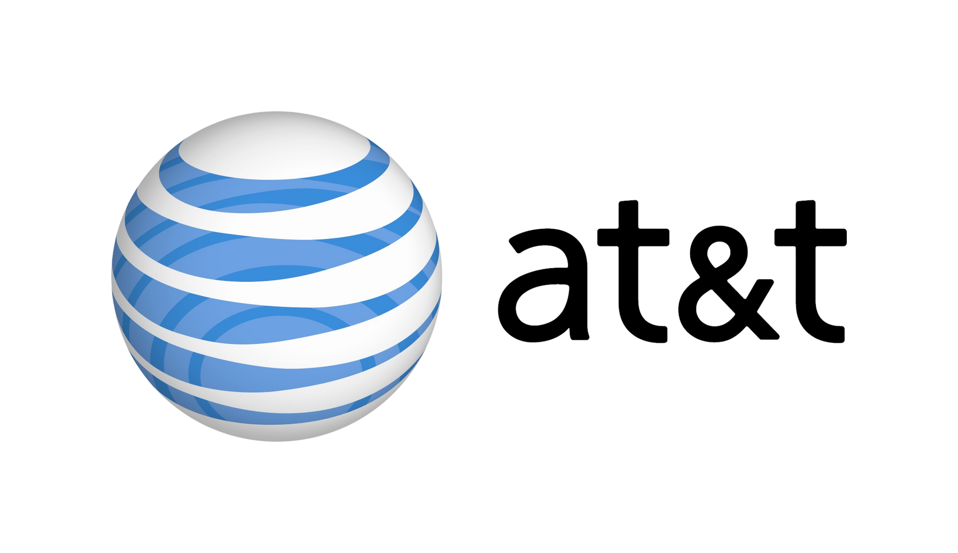 The at & t logo is a blue and white striped ball.