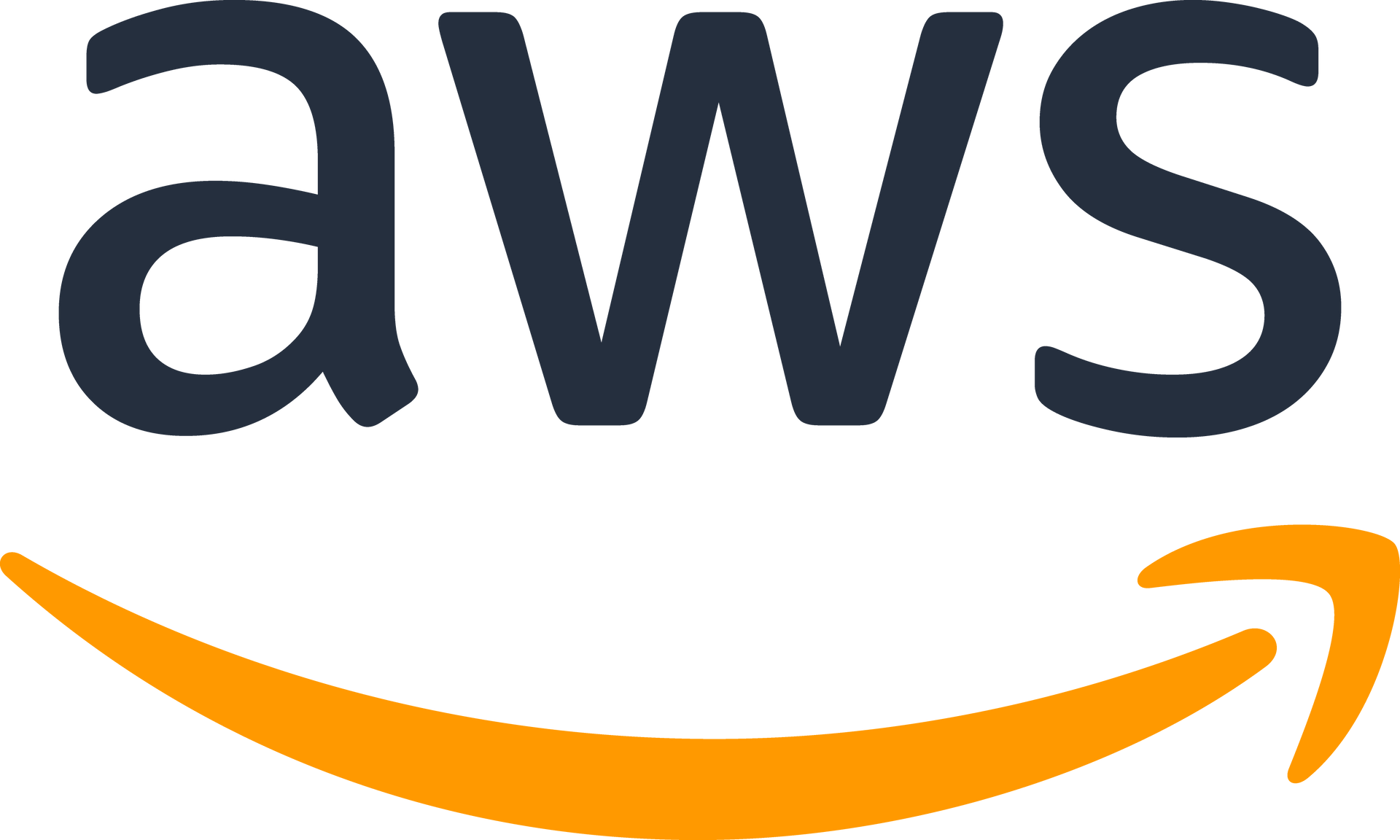 The aws logo has a yellow arrow pointing to the right.