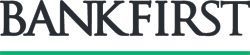 The bank first logo is black and green on a white background.