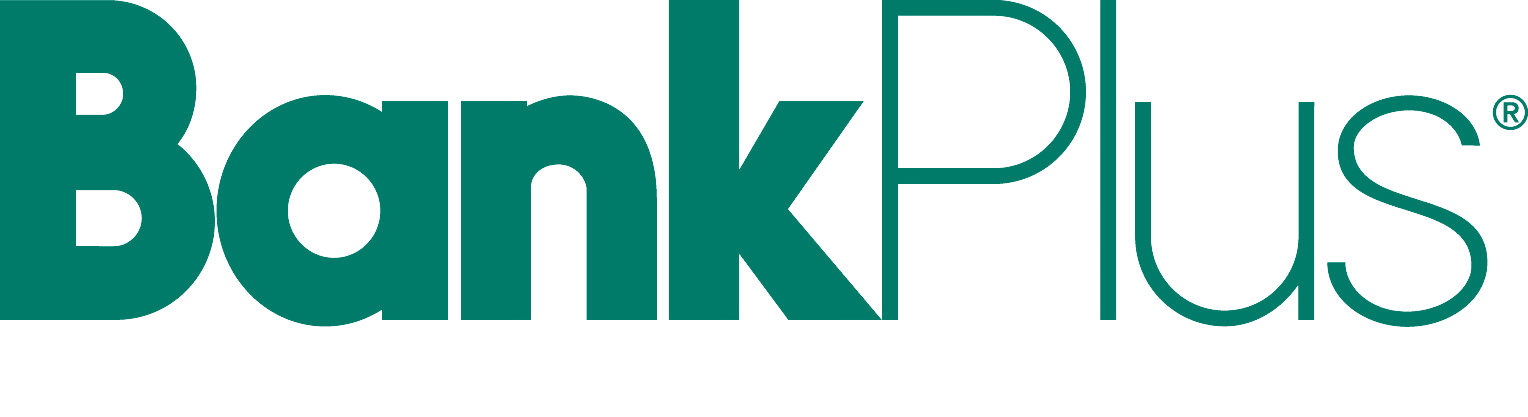 The bank plus logo is green and white on a white background.