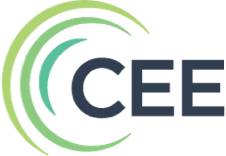 The cee logo has a green circle around the word cee.