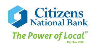 The logo for citizens national bank says the power of local