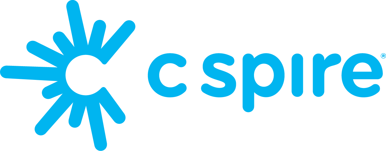 A blue logo for c spire with a star in the middle