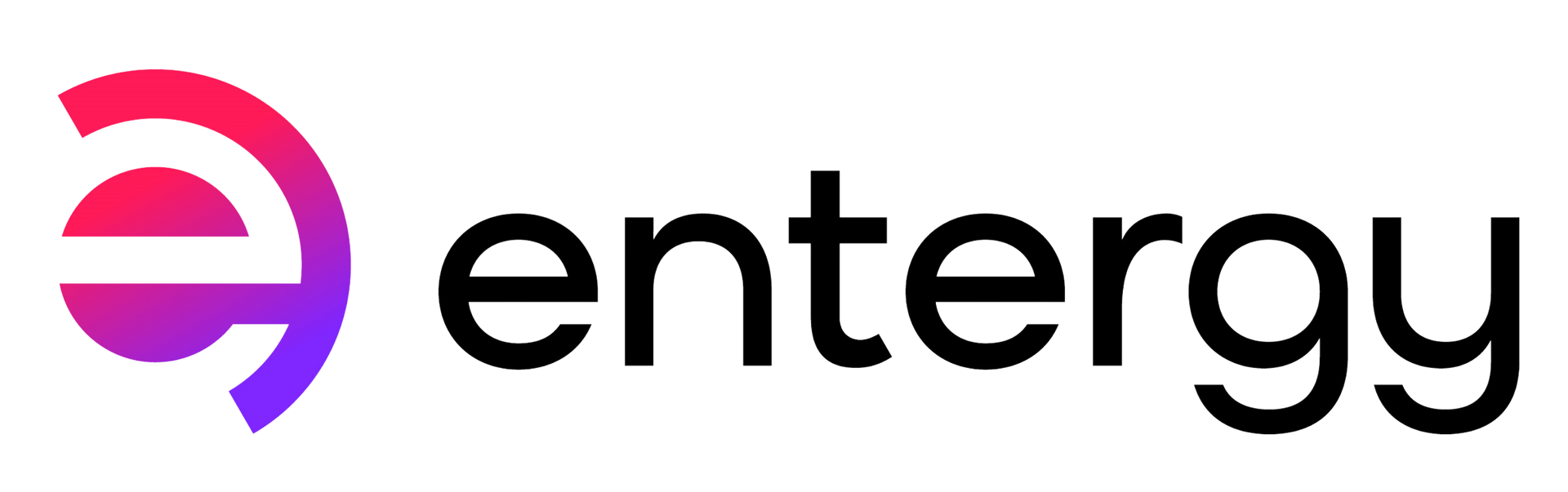 The logo for entergy is a purple and pink circle with the word entergy written in black.