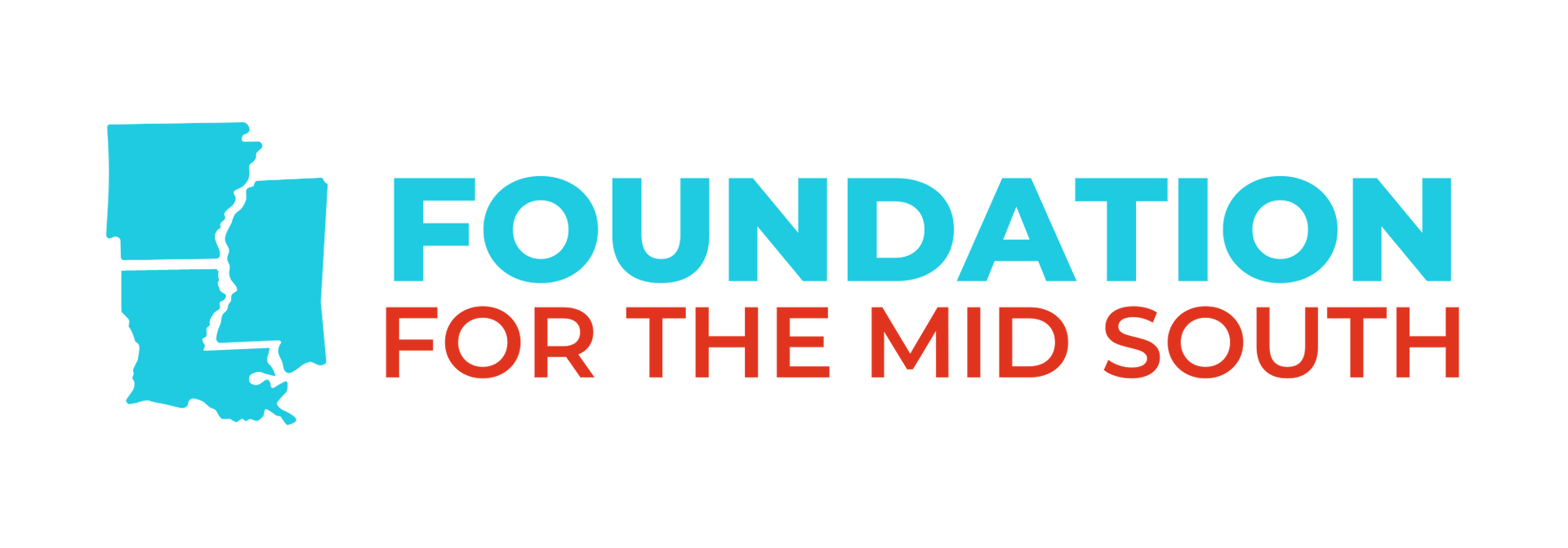Logo for the Foundation for the Mid South with teal states and text on a white background.
