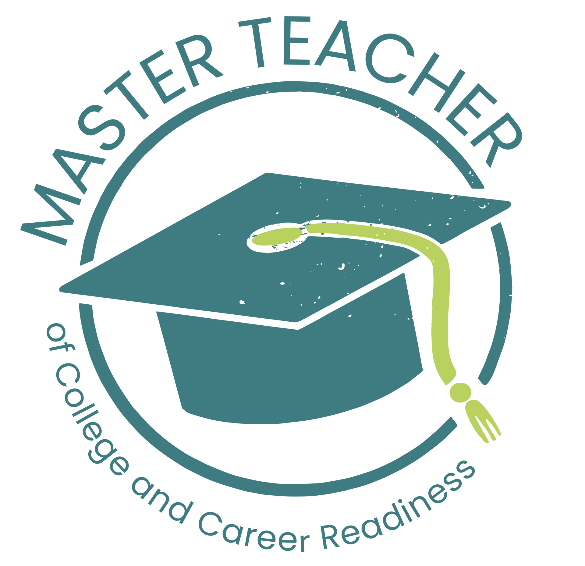 A logo for a master teacher of college and career readiness with a graduation cap and tassel.