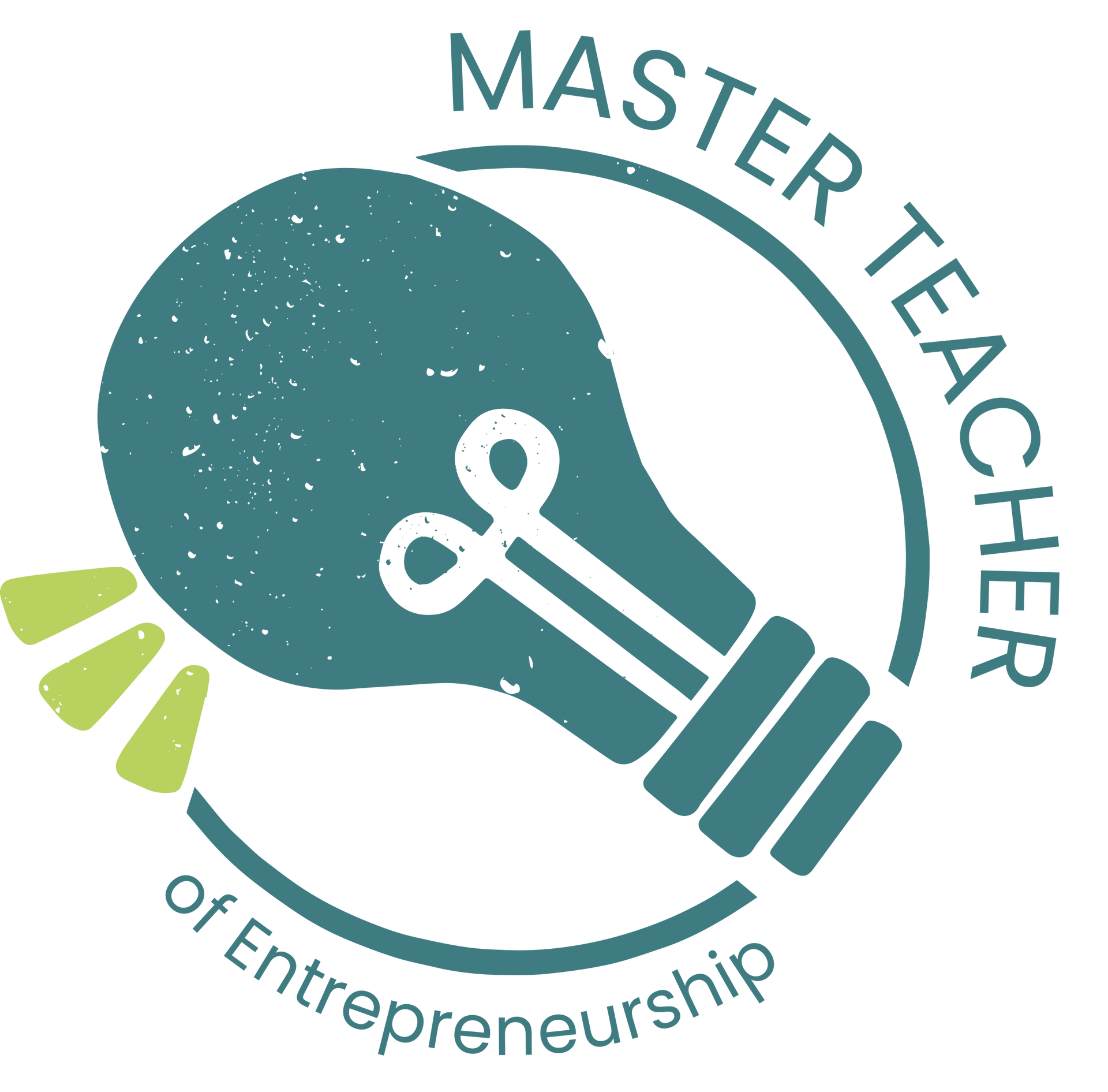 A logo for a master teacher of entrepreneurship with a light bulb.