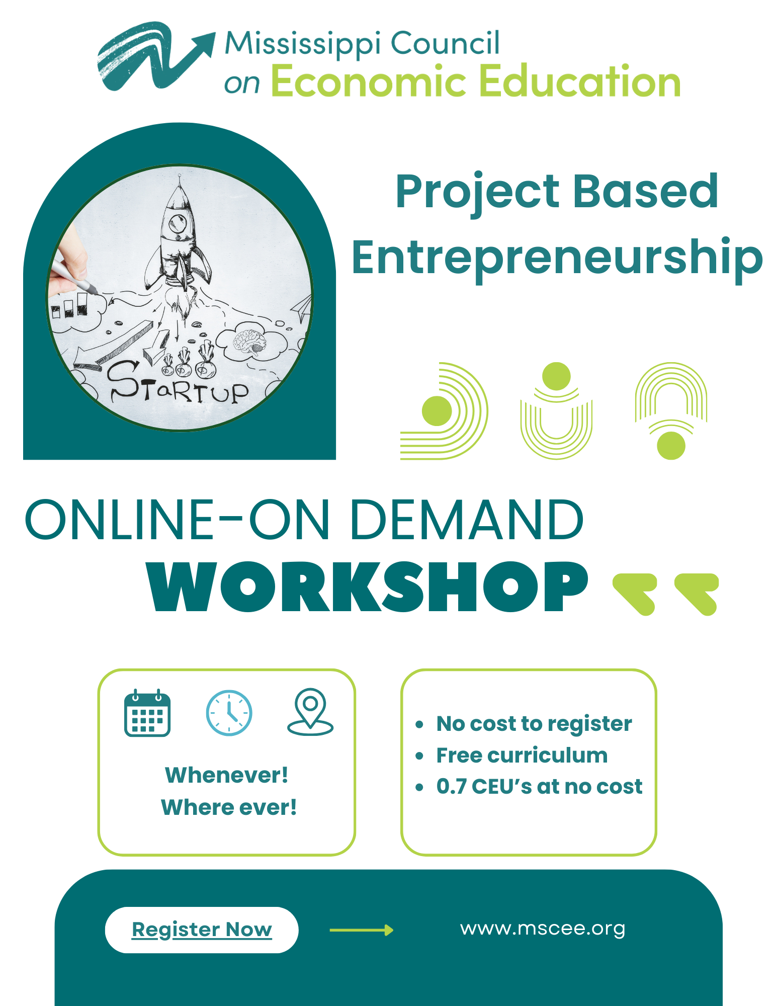 A poster for a project based entrepreneurship online-on-demand workshop.