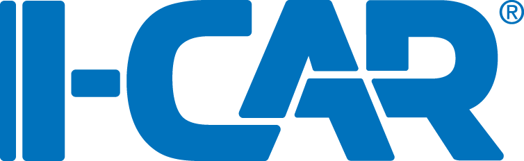 a blue i-car logo on a white background