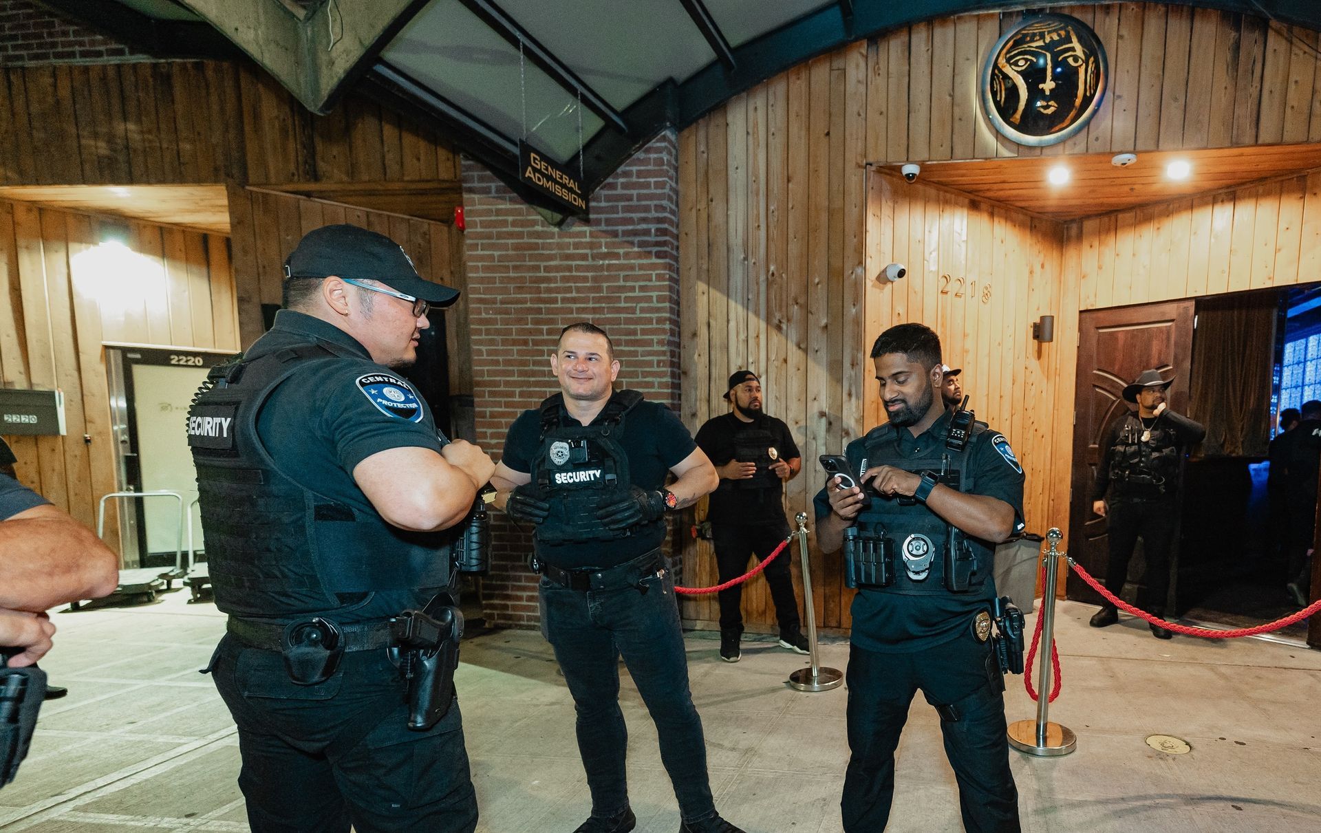 Central Protection's professional armed security team stationed at Sarajevo Nightclub in Seattle, exemplifying heightened security measures in nightlife.
