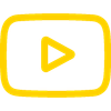 A yellow youtube icon with a play button inside of it.